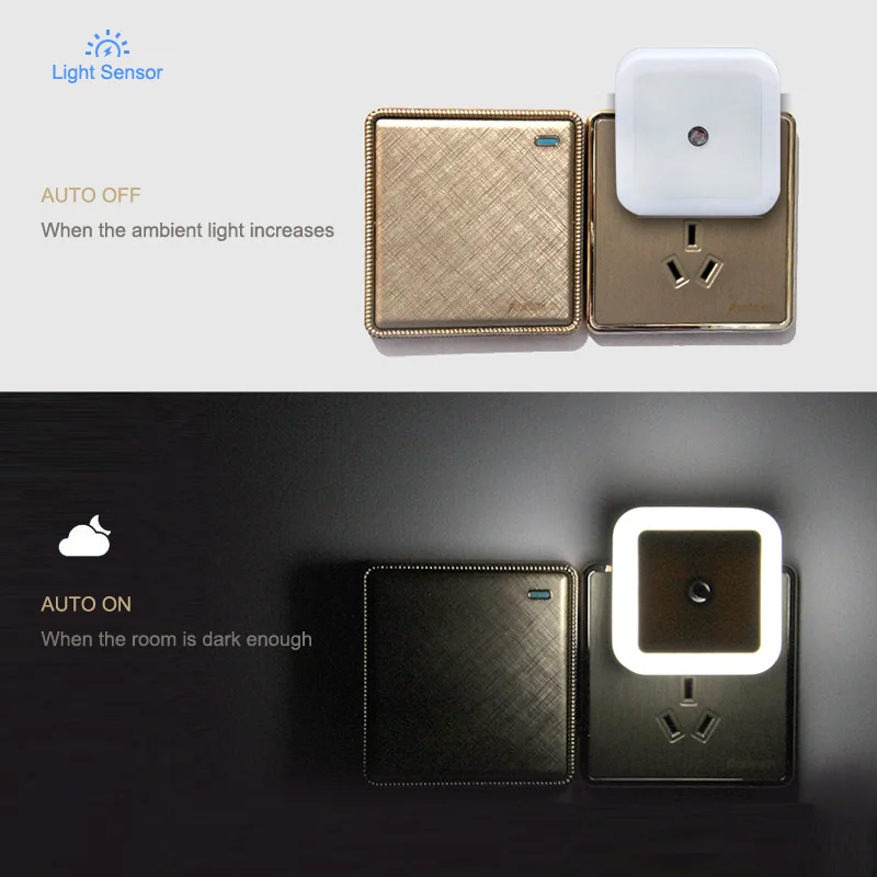 ЕС США светодиодный ночник настольная лампа со светочувствительным датчиком