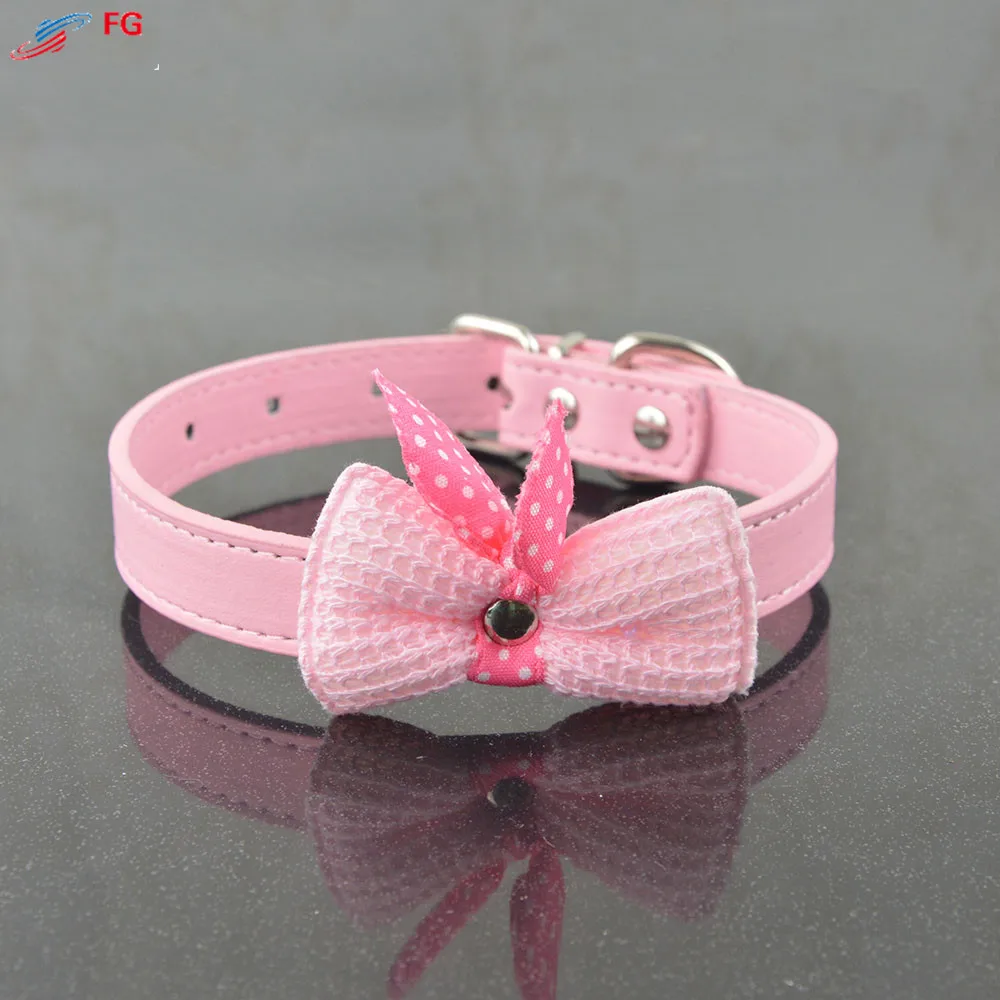 Вязаный ошейник для собак в стиле банта регулируемый кожаный и поводок домашних
