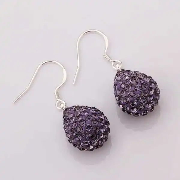 New Arrival!Wholesale 925 Silver Earring Double Disco Ball Bead Crystal Shamballa Fasion jewelry SBE097|earings|earrings amberearring dangle |