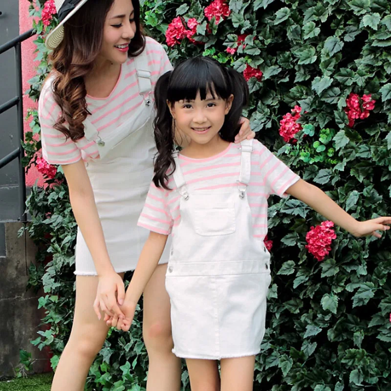 Семейный комплект одежды для мамы и дочки Одинаковые платья Хлопковые рубашки в