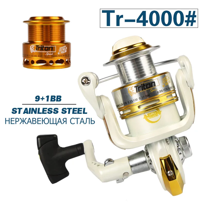 TR4000WHITE JITAI металлическая запасная катушка спиннинга с 5,2: 1 Передаточное отношение Высокое качество 9+ 1BBS пресноводная спиннинговая катушка 1500-6000 СЕРИЯ - Цвет: TR4000WHITE