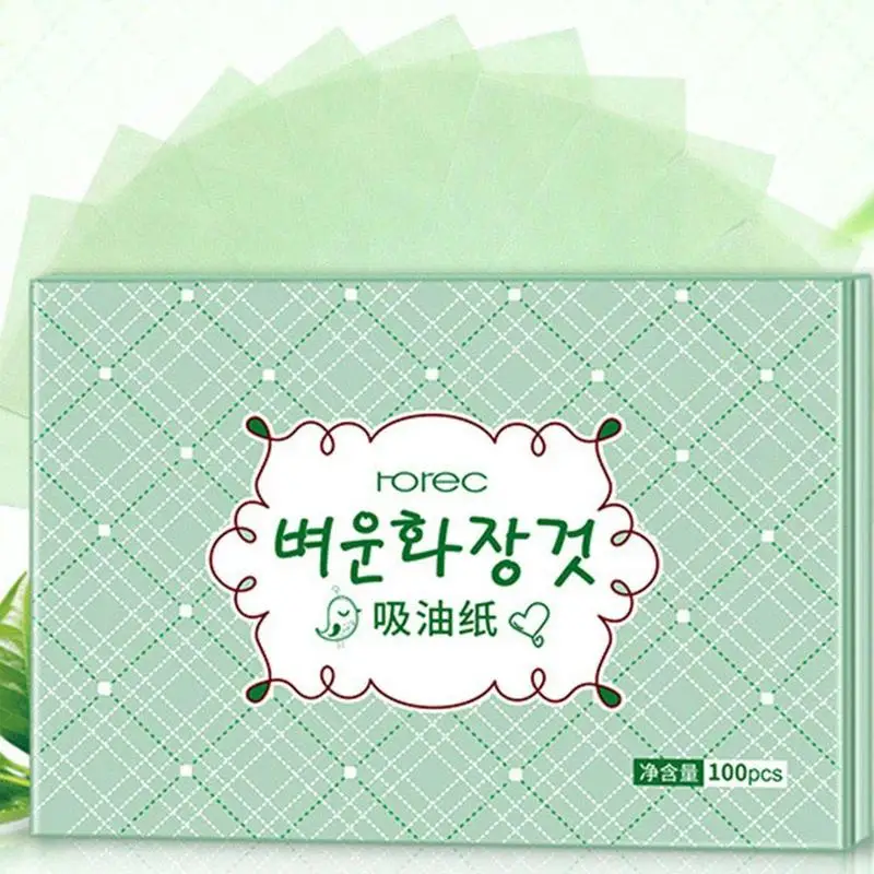 100 шт. увлажняющие листы с зеленым маслом впитывающая бумага очищающее средство