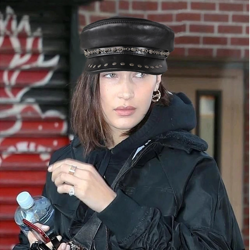 Новые модные лакированные военные шапки высокого качества женские однотонные на