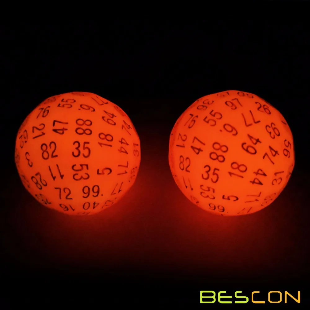 Bescon светящиеся многогранные кубики с 100 сторон красные Светящиеся Кубики D100