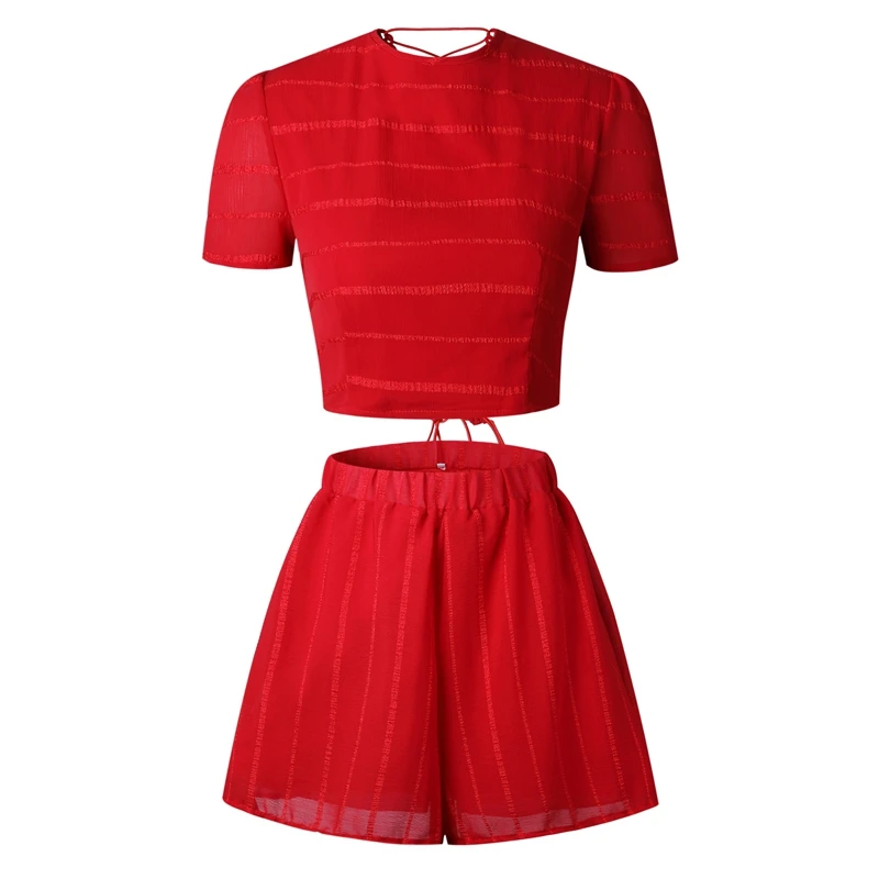 Женский укороченный топ с открытой спиной и шорты повседневный уличная одежда