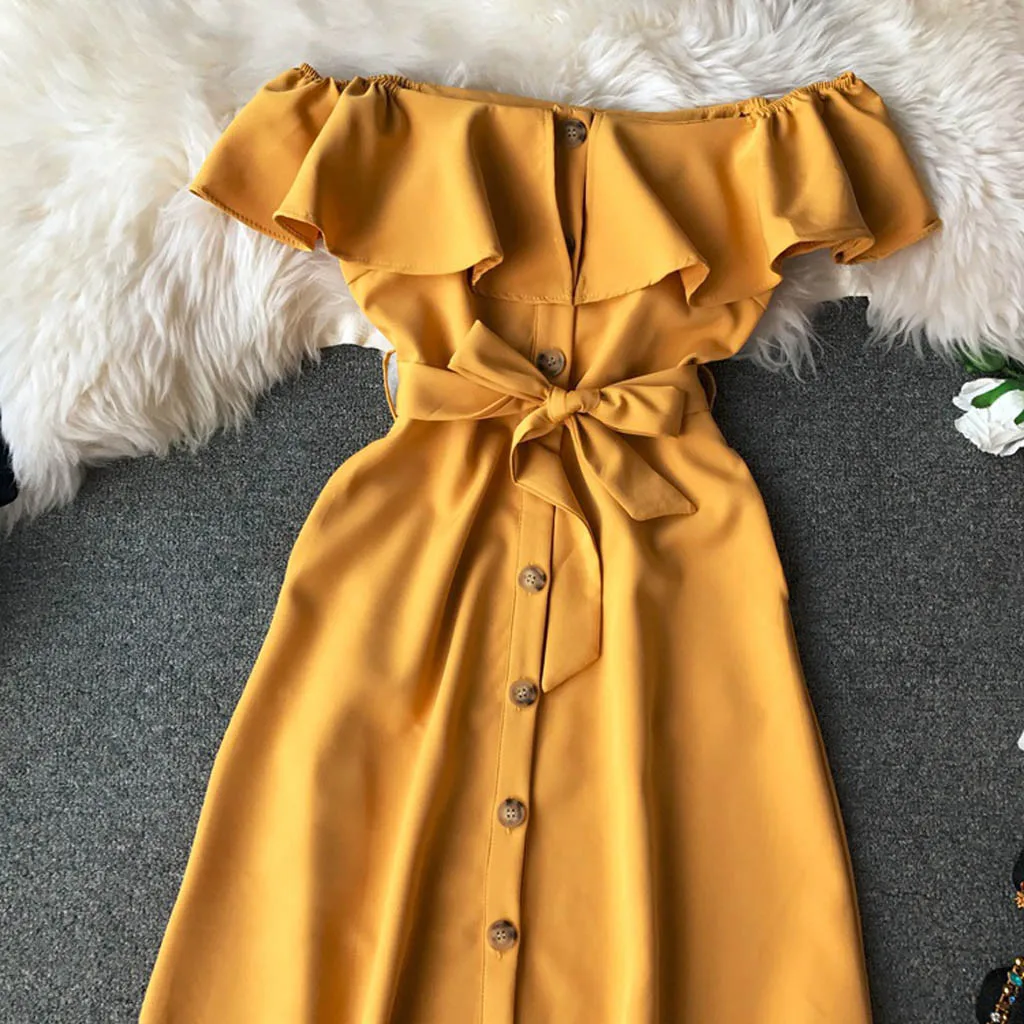 Vestido Blanco Largo Fiesta летнее платье XL женские летние повседневные платья с открытыми плечами и пуговицами для вечеринок свободное платье Z4
