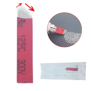 50 шт., микроблейдинг в форме V, 15 штырьков, Перманентный макияж, ручная тату для бровей, контурные иглы