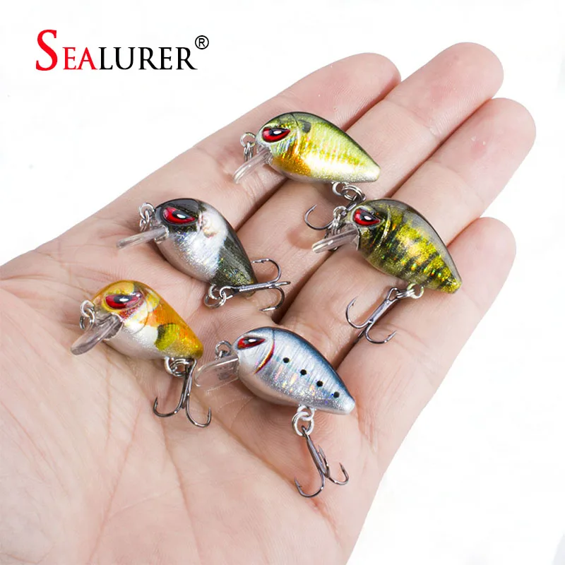 Sealurer 5 шт./лот 1,8 г 3 см Topwater 0,1-0,5 м японский воблер мини кренкбейт 5 приманки с пластиковой коробкой приманка для ловли нахлыстом сумасшедшая воблер