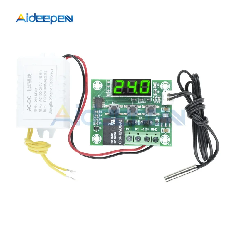Фото Цифровой терморегулятор AC 110 В 220 W1209 термостат комнатный инкубатор регулятор Цифровой терморегулятор AC 110 В 220 W1209 термостат комнатный инкубатор регулятор
