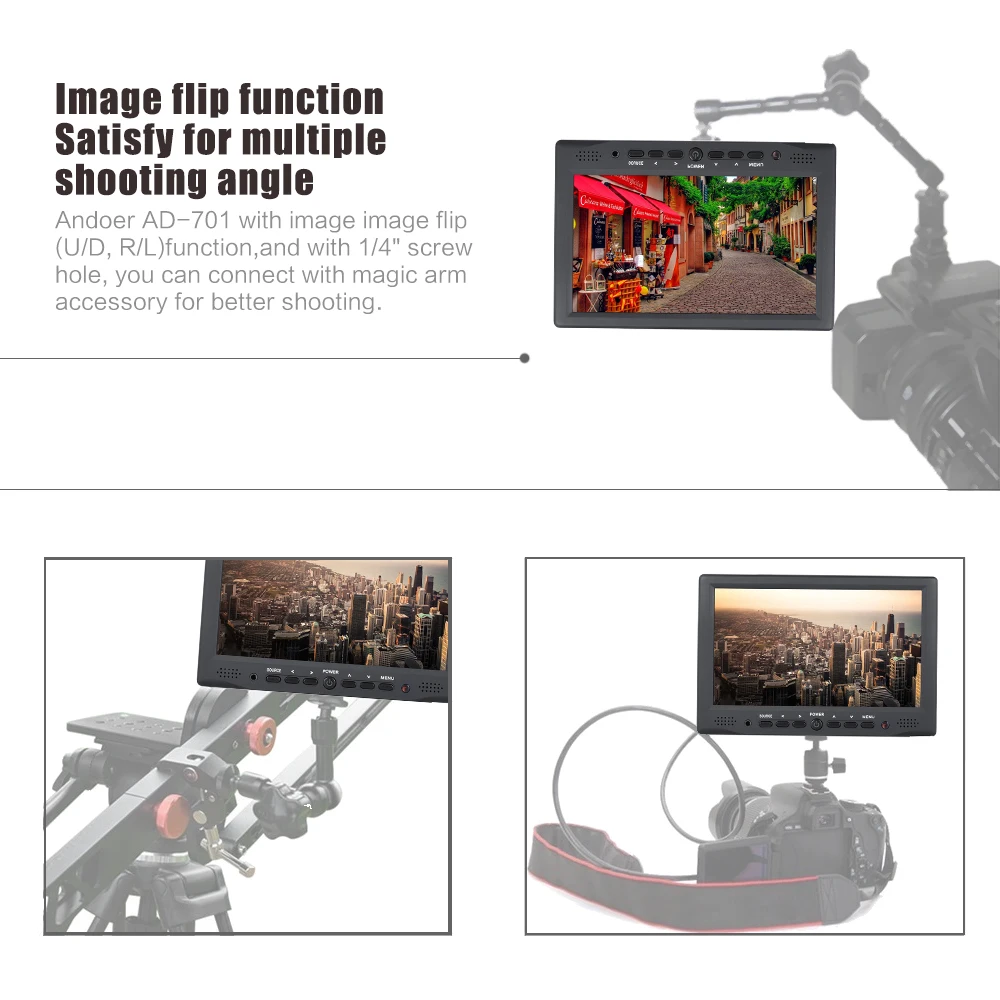 Andoer AD 701 7 дюймовый Профессиональный монитор камеры 800*480 HD ЖК дисплей цифровой