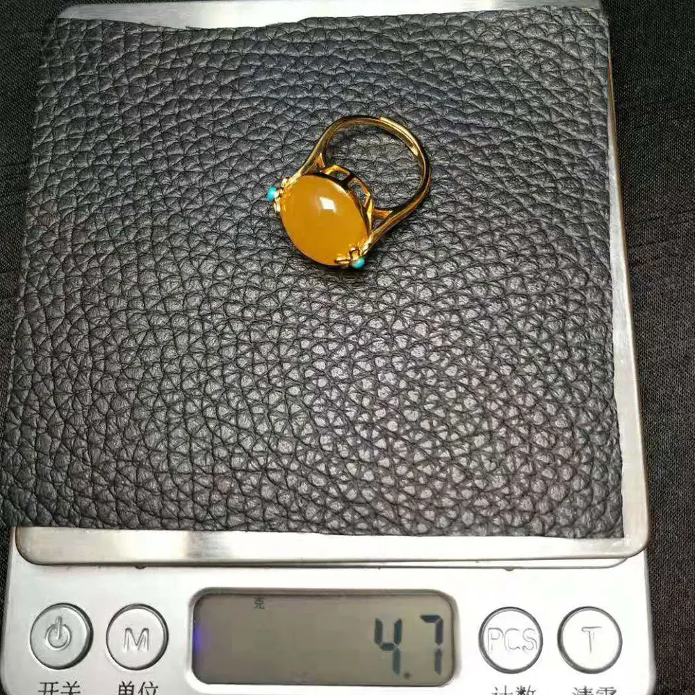 Женское кольцо из серебра 925 пробы RADHORSE регулируемое Золотое с цветком янтарной