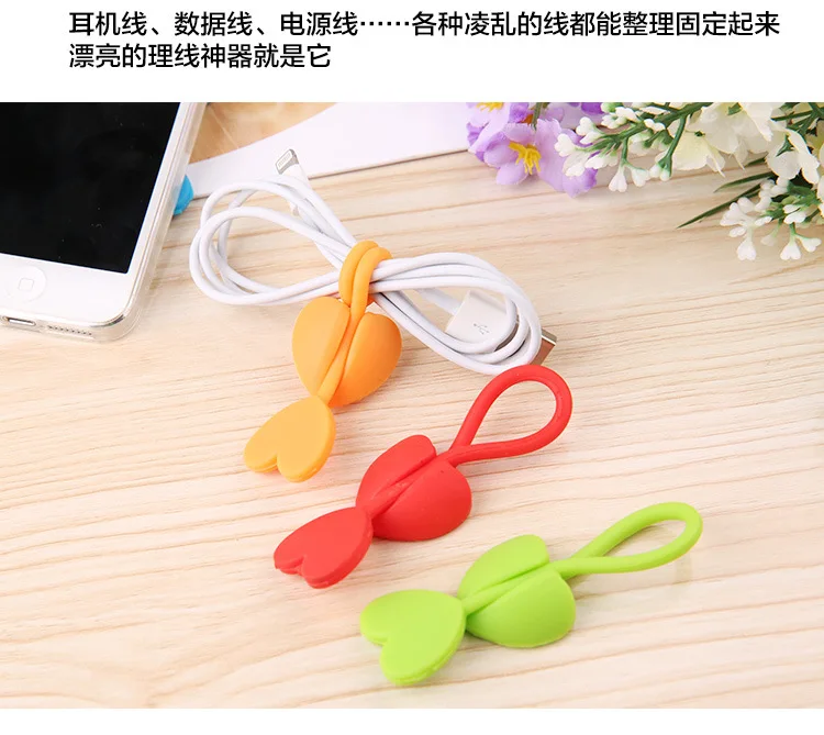 50 шт в наборе Симпатичные тапочки с узором виде сердца Наушники Кабельные Winder