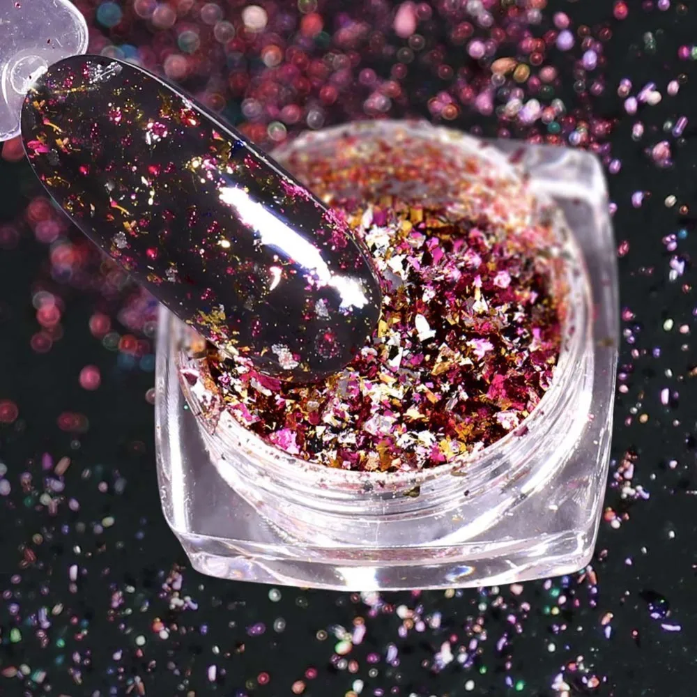 1 BeautyBigBang 1 коробка для ногтей, блестящая пудра для ногтей, алюминиевые блестки, 0,2 г, яркие блестки, сделай сам, для украшения ногтей, пудра - Цвет: 1