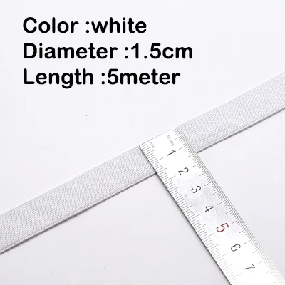 15mm 5meter white 5-10 м/мешок 20-60 мм нейлоновая плоская эластичная лента для шитья аксессуары Резиновая лента для шитья тесьма для одежды Нижнее белье Черный Белый - Цвет: 15mm 5meter white