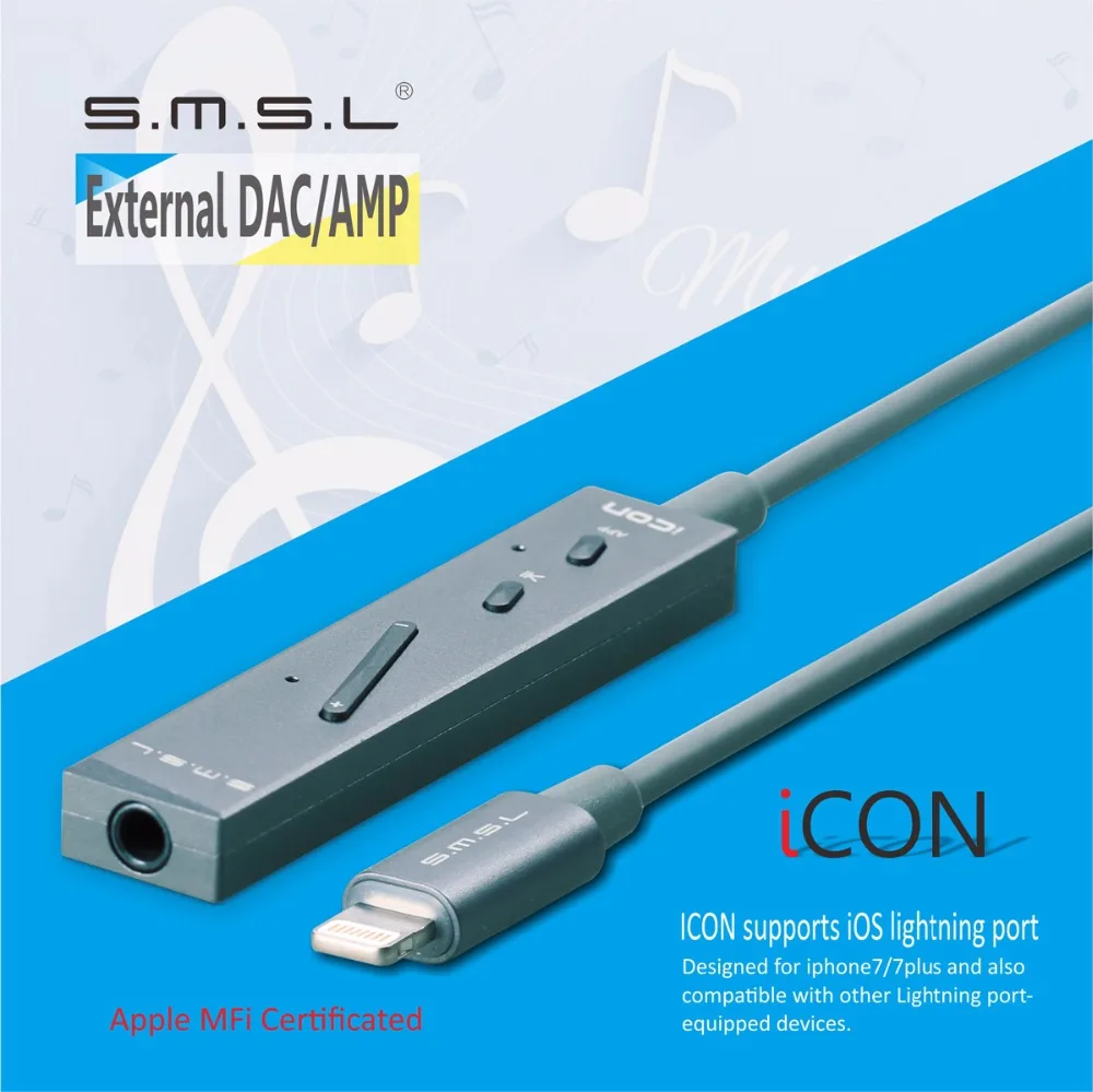 SMSL значок Lightning DAC Amp для iphone ipod iPads iOS коммутационные линии HIFI Профессиональный кабель