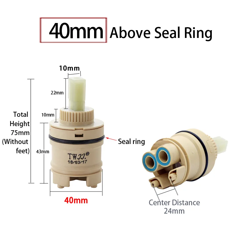 40mm Above Seal Ring Кран смесительный высокий Золотниковый клапан 35 мм/40 мм керамический картридж кран картридж смеситель для кухни ванна раковина смеситель для душа аксессуары - Цвет: 40mm Above Seal Ring