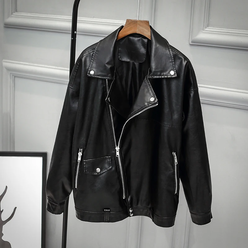 Женская байкерская куртка из искусственной кожи в стиле панк|faux leather jacket|leather