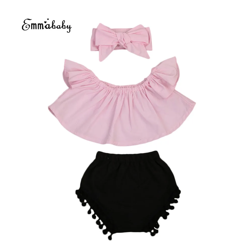 Комплект одежды из 3 предметов с открытыми плечами для маленьких девочек