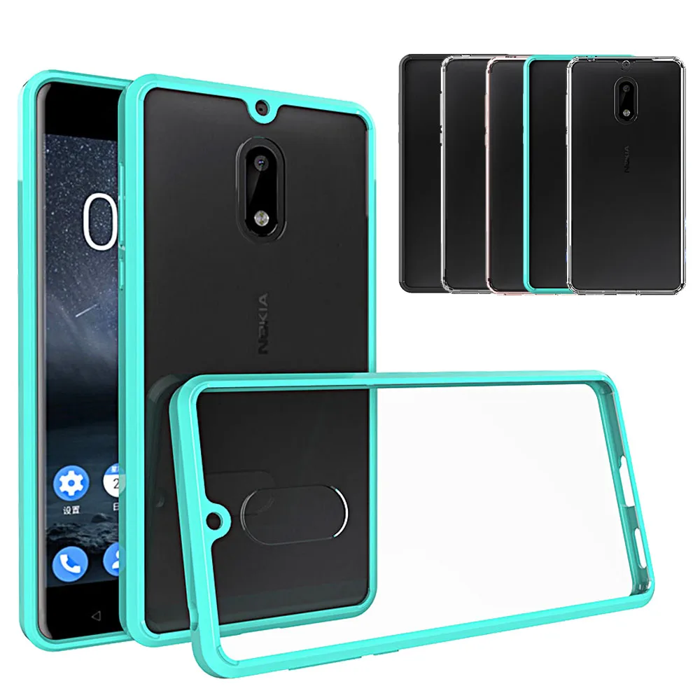Для Nokia 6 2017 ультра тонкая TPU Рамка PC задняя жесткая Чехол ударопрочный прозрачный