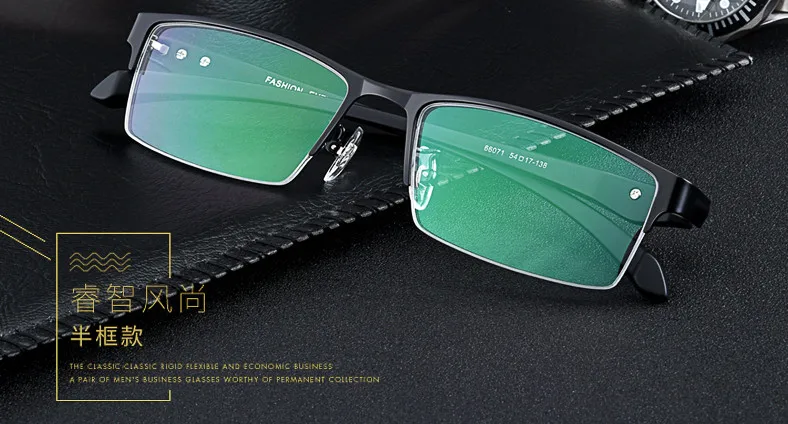 Новые мужские модные металлические очки для чтения с половинным ободком бизнес
