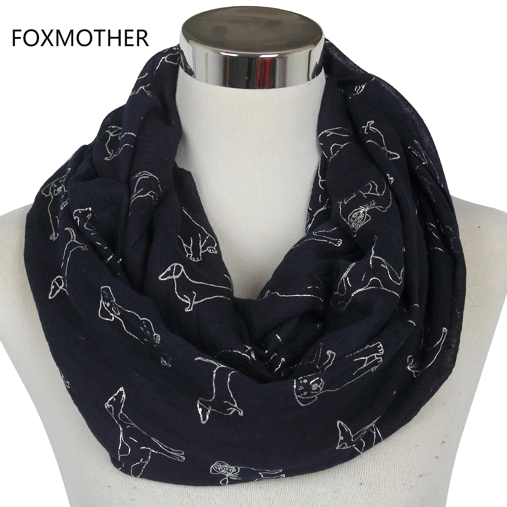 Женские шарфы блестящая бронзовая Серебряная собачка бесплатная доставка Весна