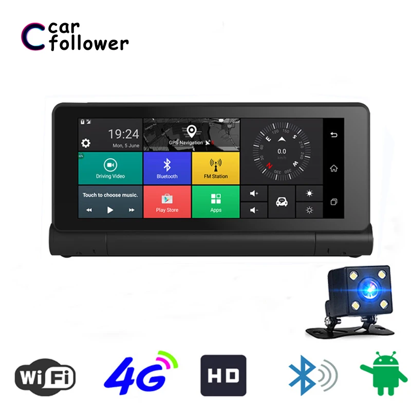 Видеорегистратор автомобильный 7 дюймов 4G Wi Fi ADAS Android 5 1 Full HD 1080P