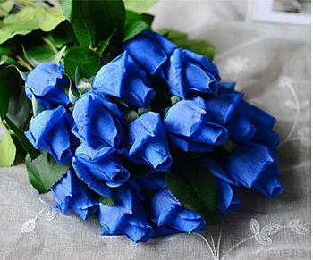 blue Floace 15 шт./лот, букет роз, Королевская роза, высококлассные искусственные цветы, шелковые розы, цветы для дома, свадебные украшения - Цвет: blue