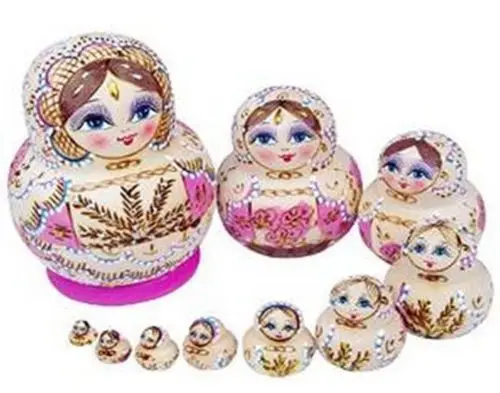 

10pcs Pink Wooden Russian Nesting Dolls Matryoshka Handmade Stacking Gift Toys