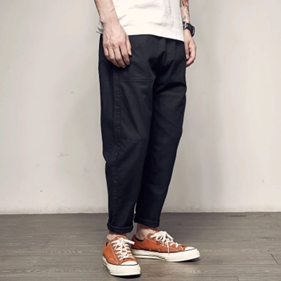 Повседневные Мужские штаны свободные хлопковые шаровары до щиколотки с