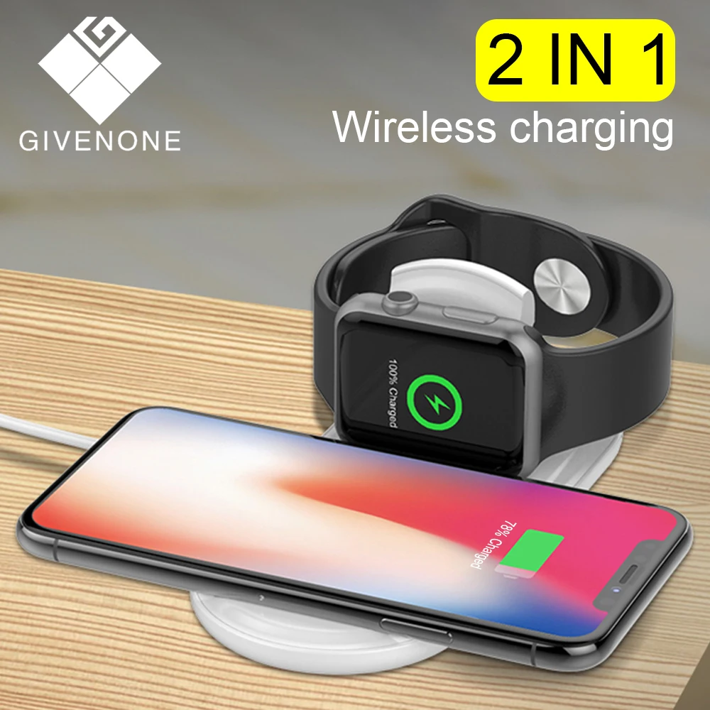 GIVENONE 10 Вт Беспроводной Зарядное устройство для iPhone х XR XS Max чехол Apple Watch 4 версия 1 2