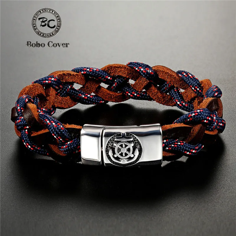 Модный плетеный Многослойный кожаный браслет Geunine для мужчин и женщин уличные