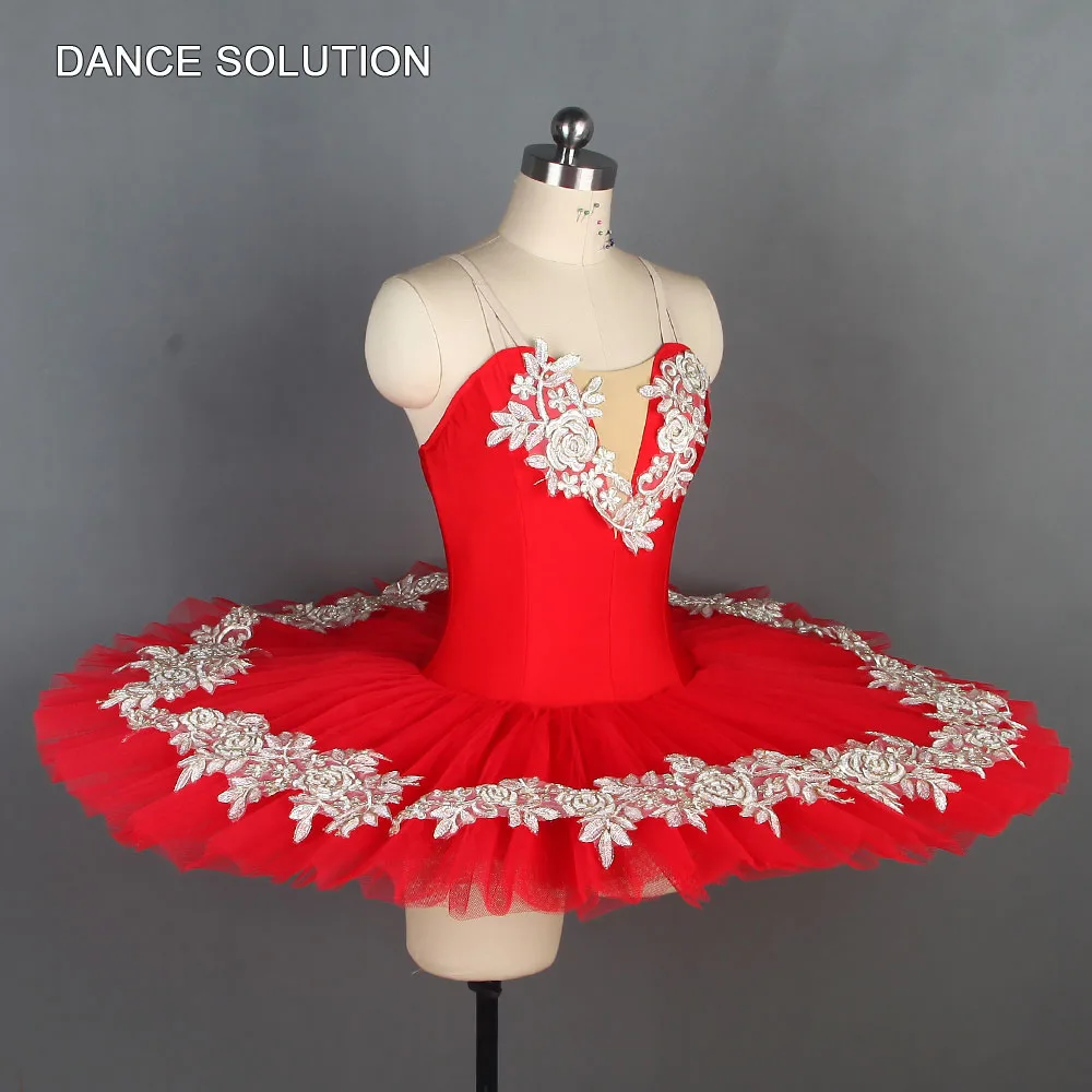 Red Spandex Bodice Pre-professional Ballet Pancake Tutu Ballerina Solo Costume Girl and Women Stage Performance Dress BLL109 |