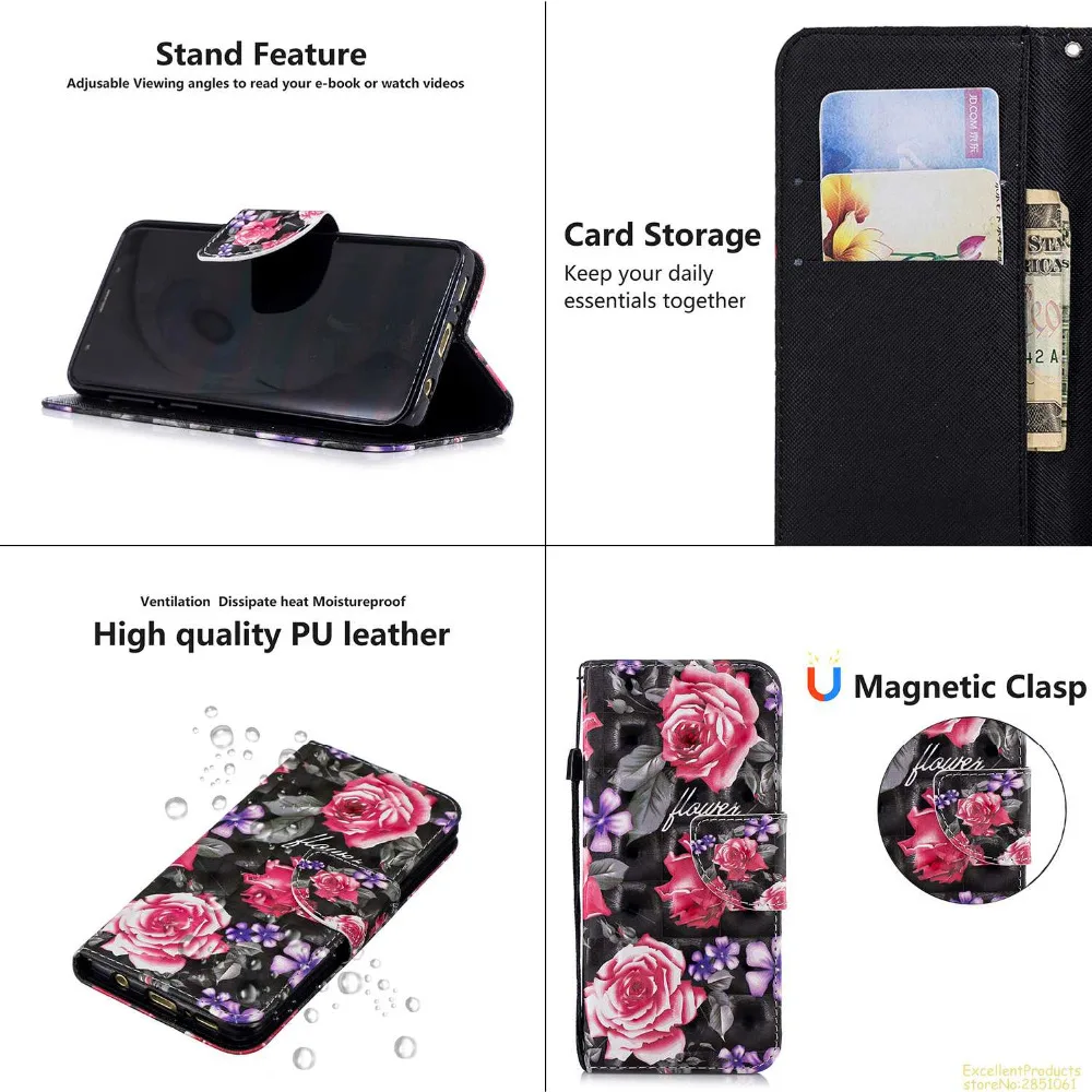 3D с серебряной фольгой кожаный бумажник чехол для телефона samsung Galaxy Note 8/S8/S8