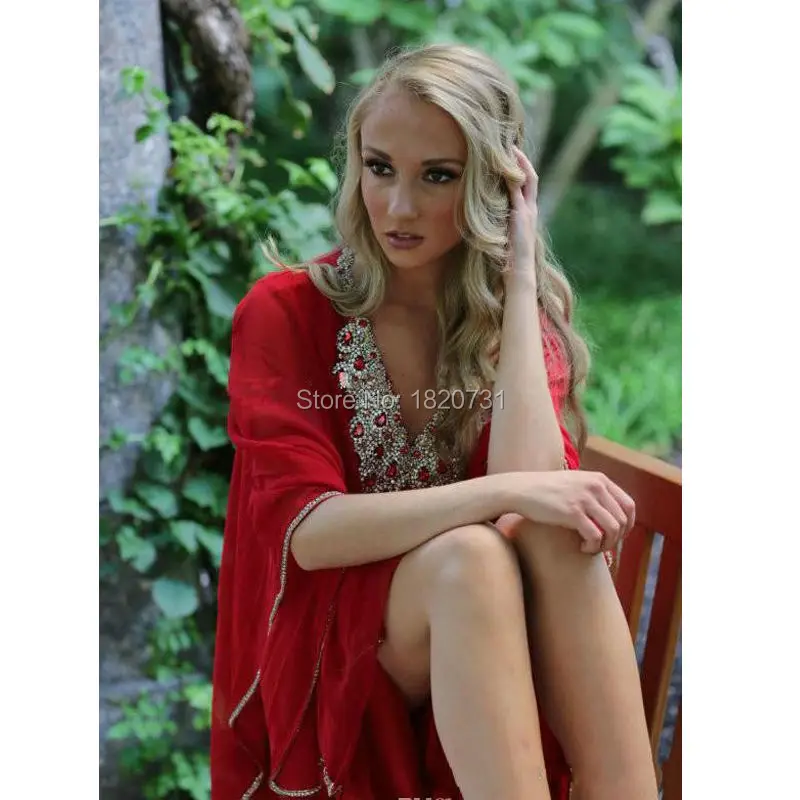 Женское шифоновое вечернее платье роскошное длинное Кафтан ярко синего цвета с