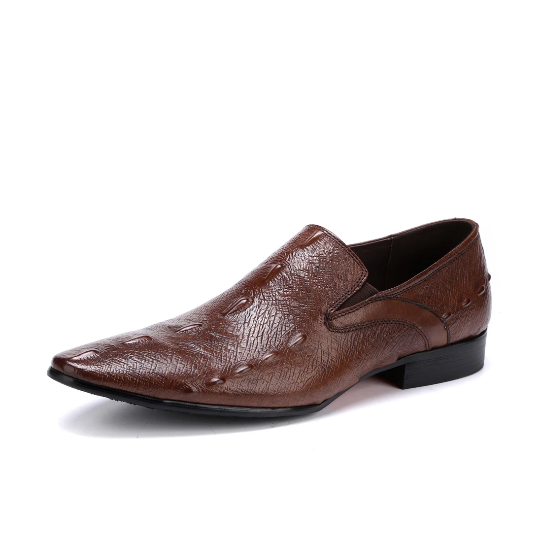 Men Genuine Leather Dress Shoes Oxfords Brogue Derby Cowhide Slip-on Pig Inner Pointed Toe Wedding Business 2019 | Обувь
