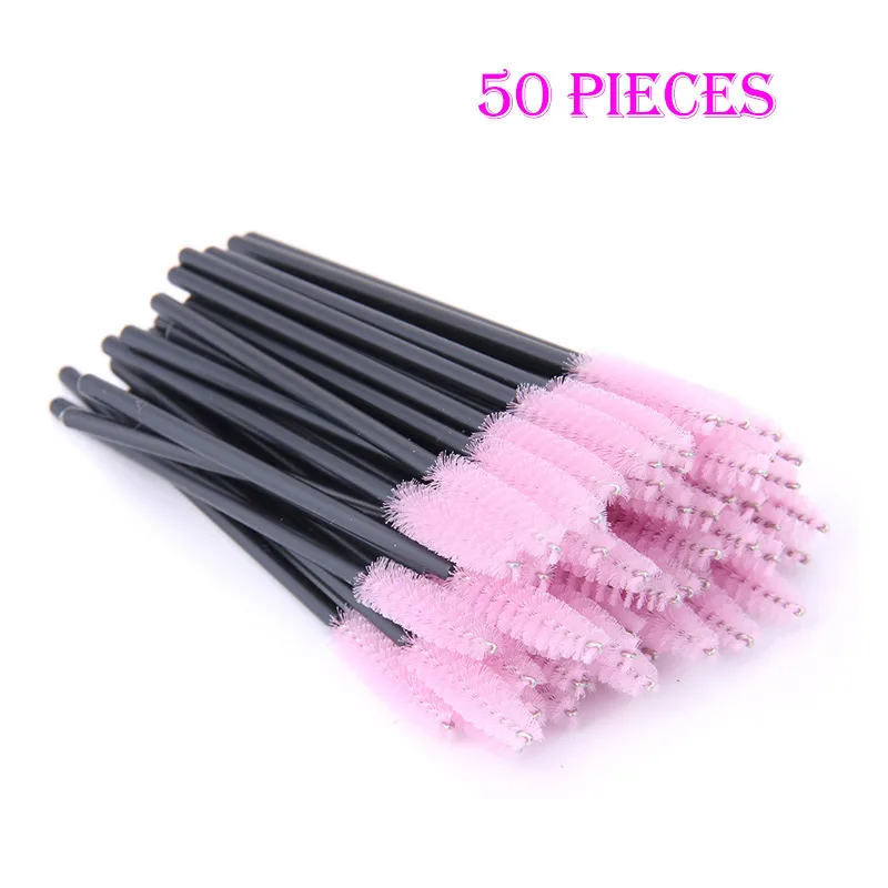 50pcs-PK 50/100 шт. Наращивание ресниц одноразовые макияж кисти для бровей тушь для ресниц аппликатор ресницы глаз косметические кисти набор макияж набор - Handle Color: 50pcs-PK