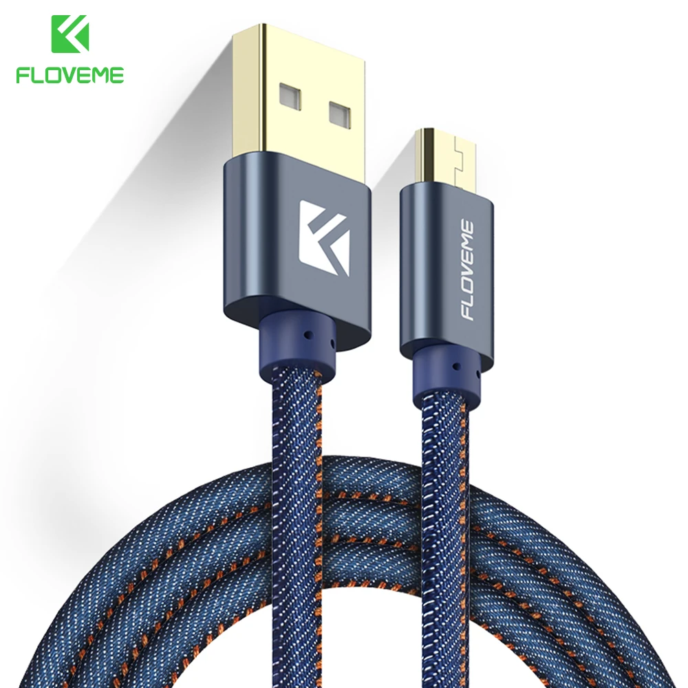 FLOVEME 2 м Micro USB кабель C Type зарядное устройство для передачи данных джинсовый