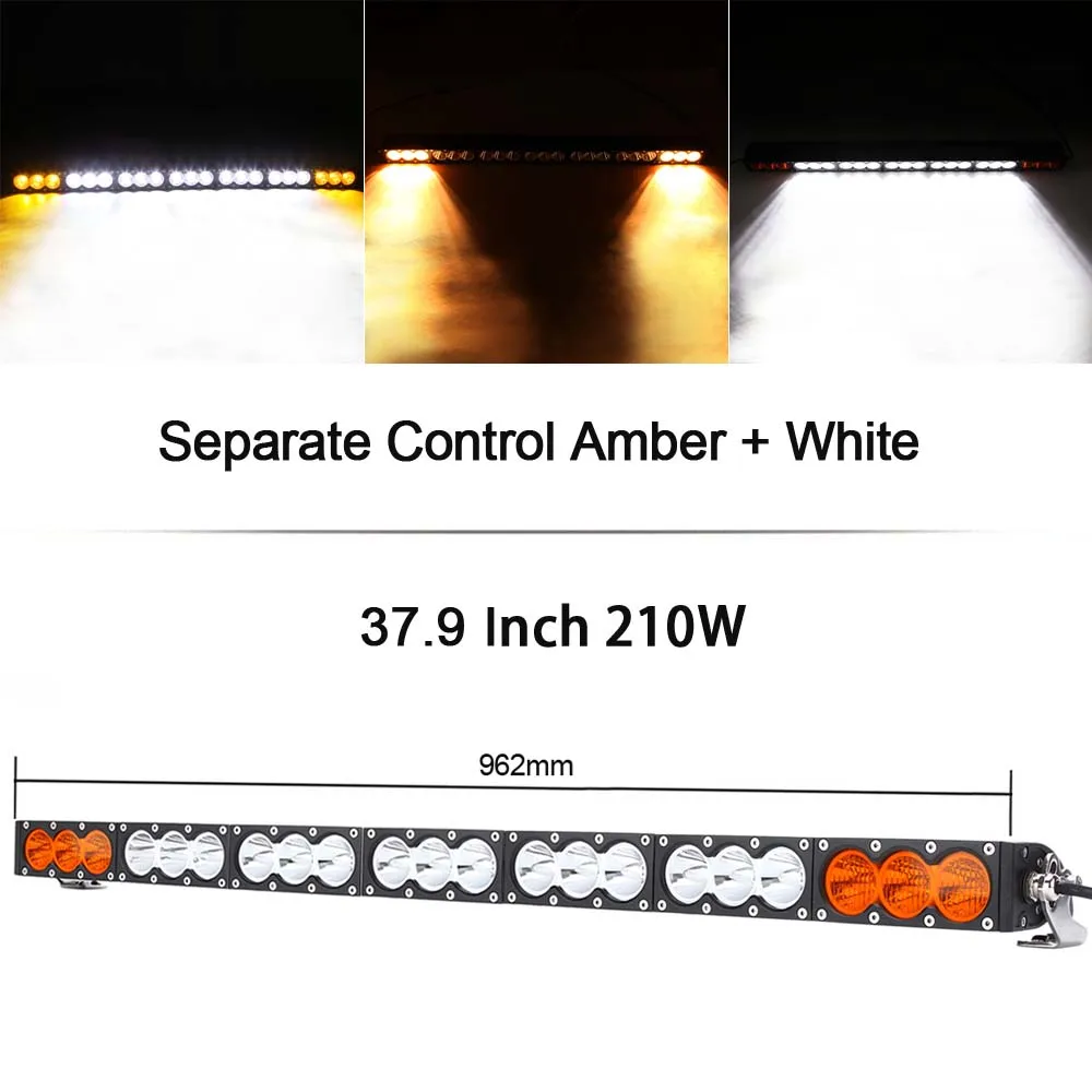 210W Amber White Однорядный тонкий 10 Вт/шт. светодиодный рабочий светильник для грузовика Atv Uaz 4x4 внедорожный прицеп комбинированный луч Янтарный Предупреждение ющий Барра противотуманный светильник s - Цвет: 210W Amber White