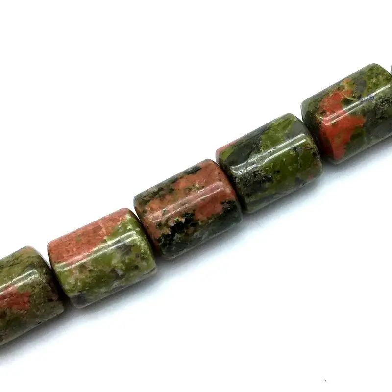 unakite Новые каменные трубчатые бусины цилиндрическая круглая колонна гладкая бусина Размер 10 мм 10x14 мм 15 дюймов DIY ювелирных изделий - Цвет: unakite
