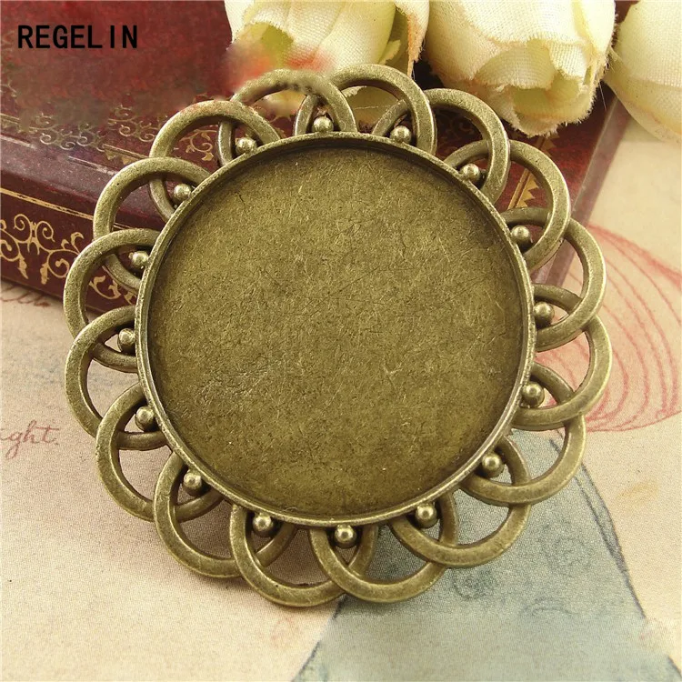 REGELIN Высокое качество 10 шт./лот античные бронзовые круглые Кабошоны Подвески 30 мм