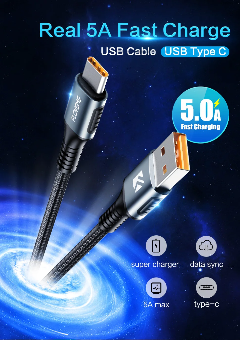 FLOVEME 5A usb type-C кабель для huawei mate 20 P20 Pro USBC быстрое зарядное устройство USB-C type-C кабель для samsung S10 S10e