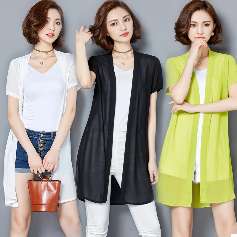 MLXSLKY Кардиган Женская летняя Солнцезащитная одежда короткий рукав свободный