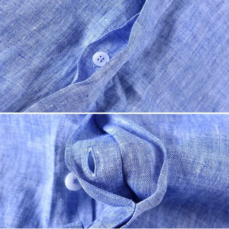 Рубашка мужская с длинным рукавом 2019 лен однотонная|Повседневные рубашки| |