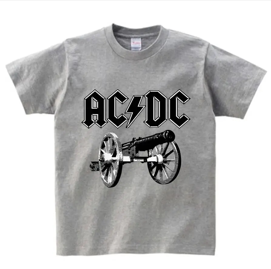 ACDC, Детская футболка детская ACDC футболка в стиле рок, Повседневная футболка с короткими рукавами для мальчиков и девочек, детские топы унисекс, одежда для малышей YUDIE - Цвет: gray childreT-shirt