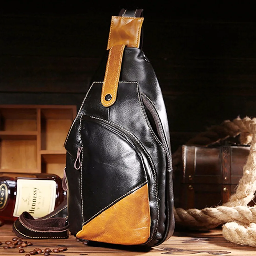 Мужской рюкзак слинг из вощеной воловьей кожи ранец для путешествий винтажный