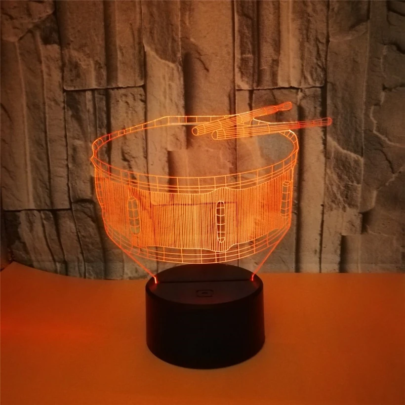 Творческий барабан набор 3D ночник 7 цветов Изменение визуальные акриловые