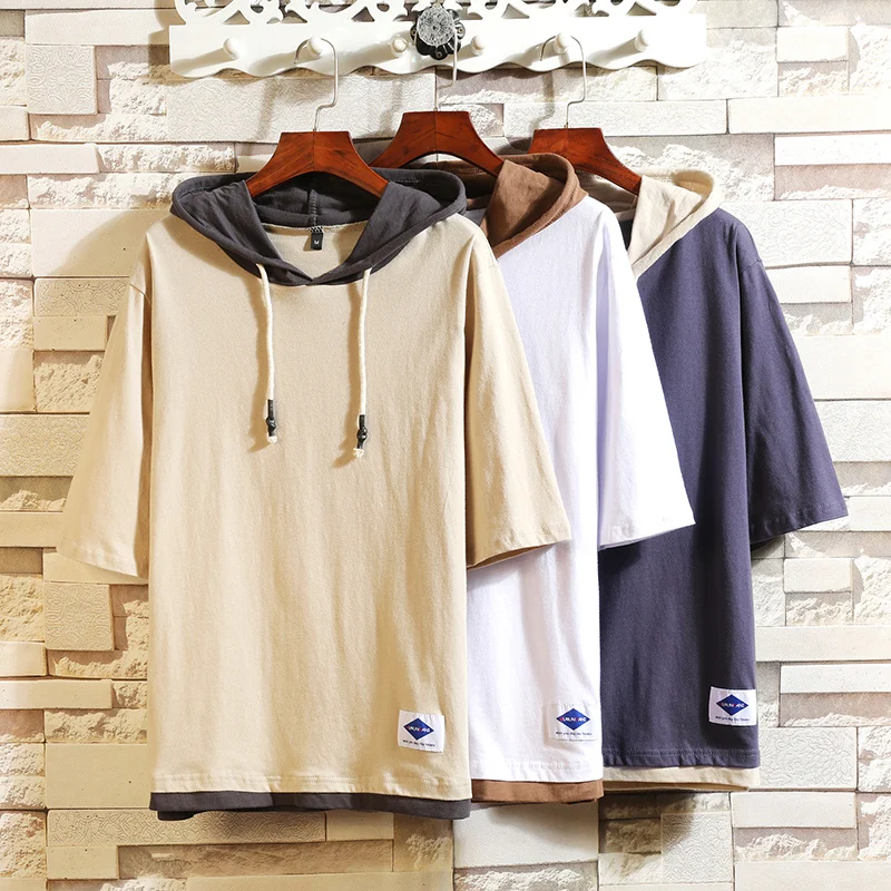Classic Men's Clothing Tops& Tees T-Shirts Plus Asian Sizes M-4XL 5XL Summer Short Sleeves Brand With Hooded Tshirt