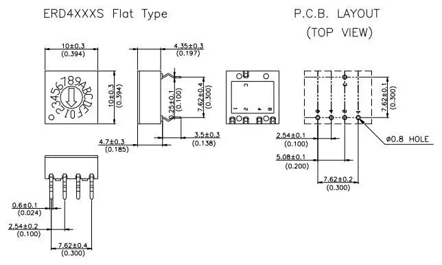 5 шт./лот высококачественный 0-9 поворотный переключатель кода набора 10-битный