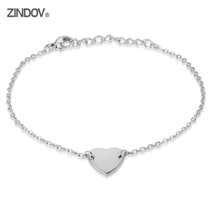 ZINDOV Heart Bracelet Women Rose Gold Stainless Steel Jewelry Simple Ladies Girls Accessory Bracelets 2019 | Украшения и