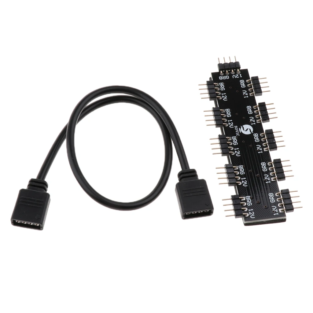 4 Pin 10 RGB концентратор контроллер 12 В материнская плата RGB вентилятор концентратор разветвитель 1-10 контроллер вентилятор для ПК настольный компьютер материнская плата чехол
